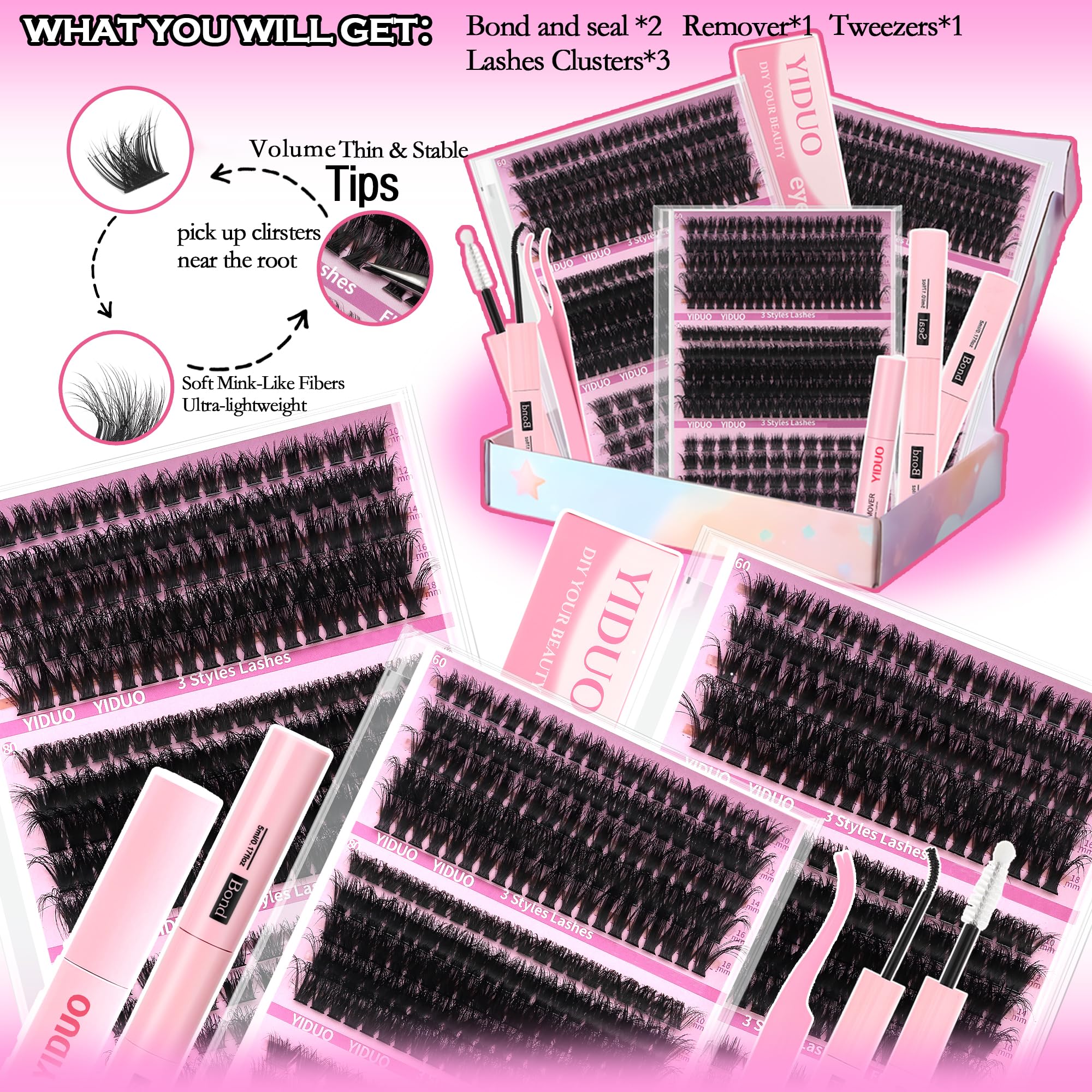 YIDUO kit contents with 2x Bond & Seal for secure, long-lasting wear