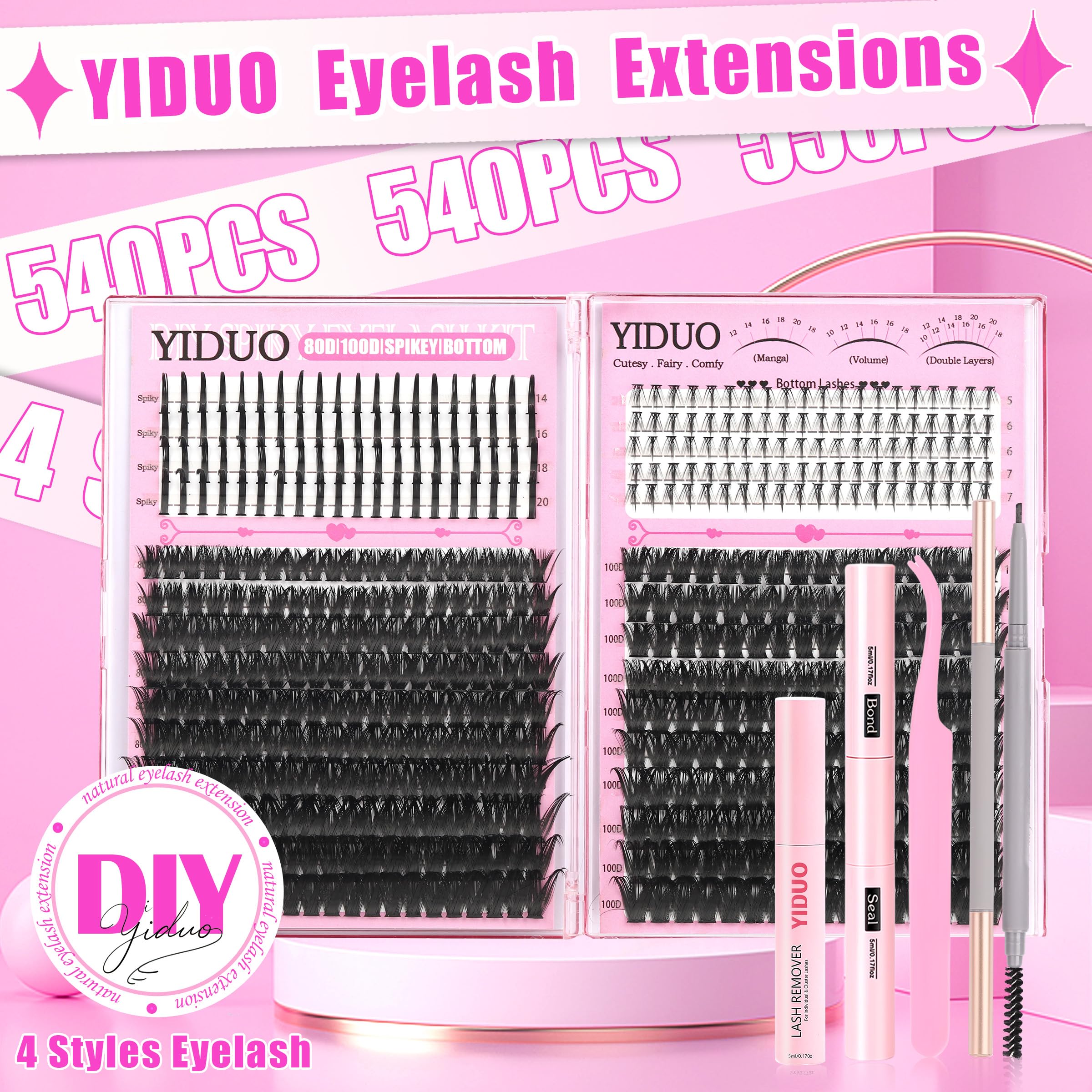 YIDUO Bottom Lash Clusters add subtle lower-lash depth for balanced fullness.