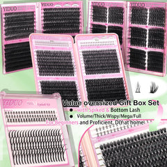 YIDUO 40D cluster lashes close-up showing natural wispy volume options.