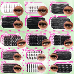 YIDUO 60D cluster lashes display for fuller day-to-night drama.