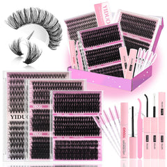 YIDUO Lashes Clusters Kit box front displaying 835pcs for at-home styling.