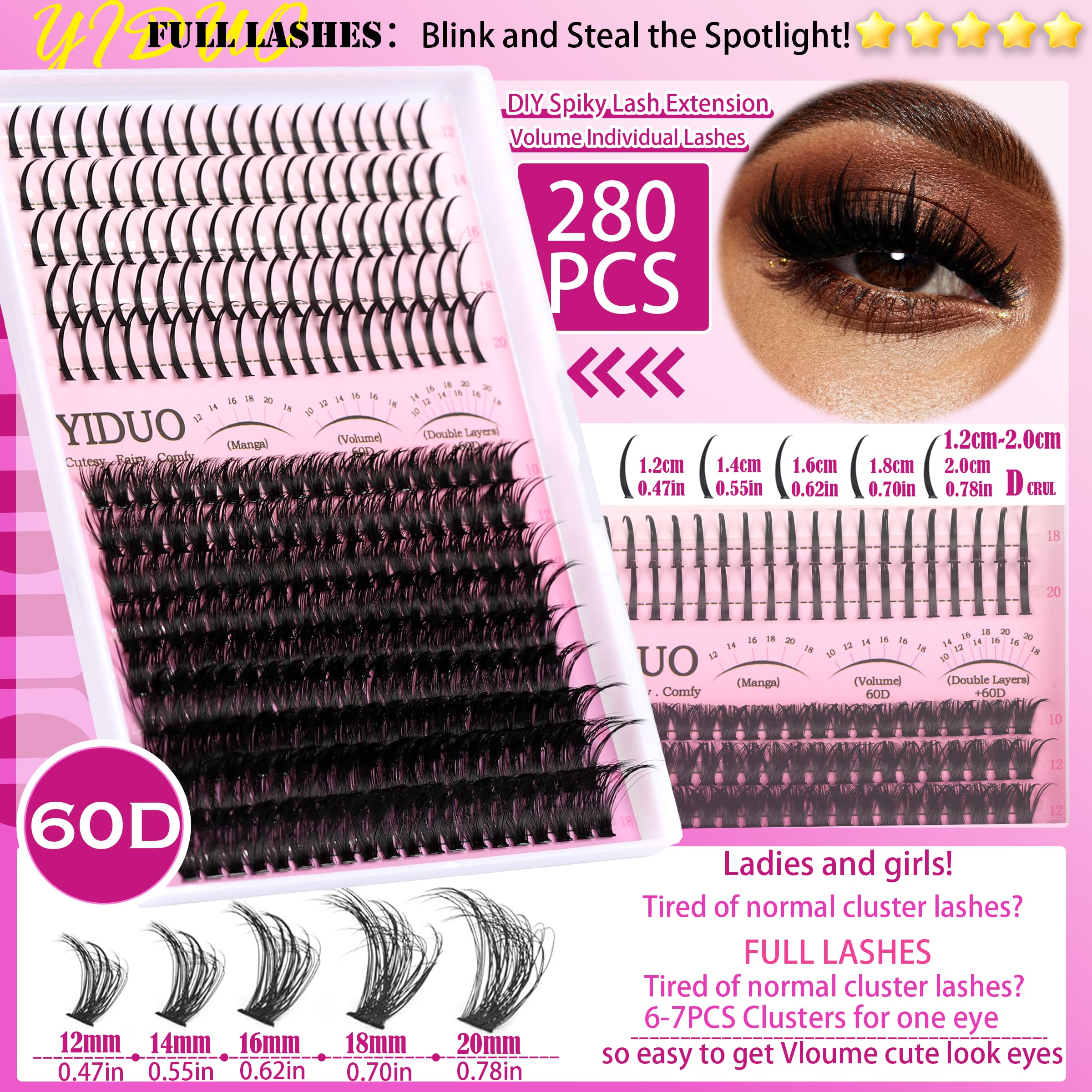 YIDUO 60D 80D 100D lengths support varied lash looks.