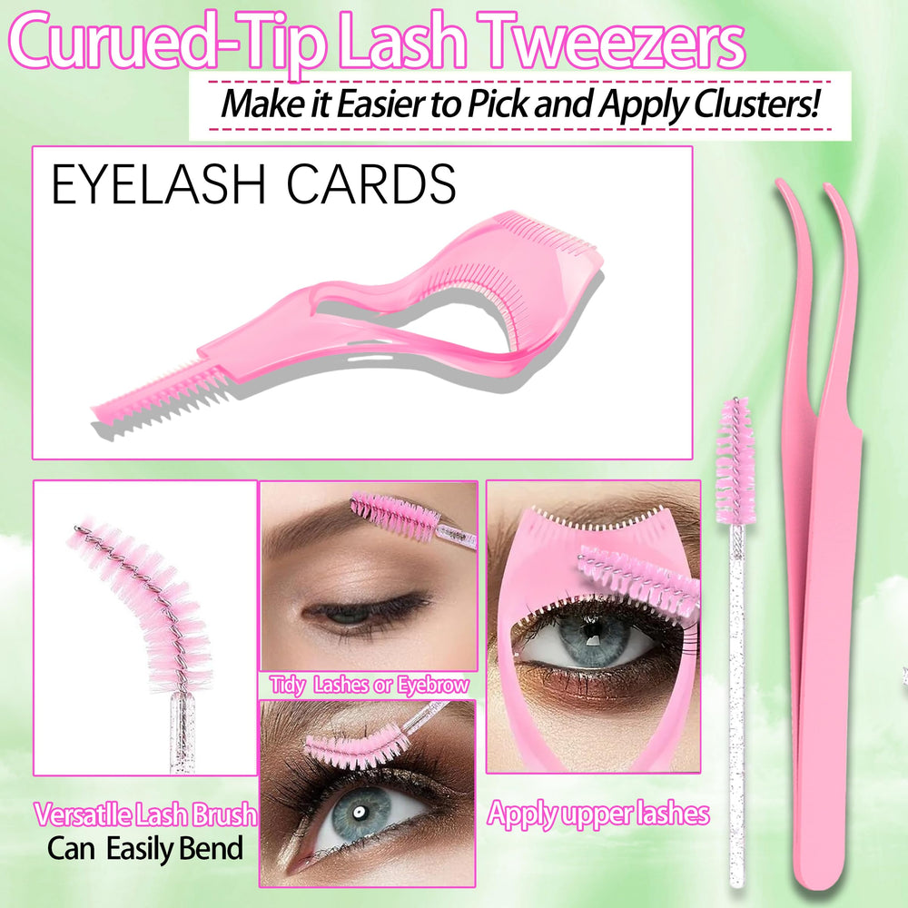 YIDUO lash tools kit with tweezers and applicator for precise application.