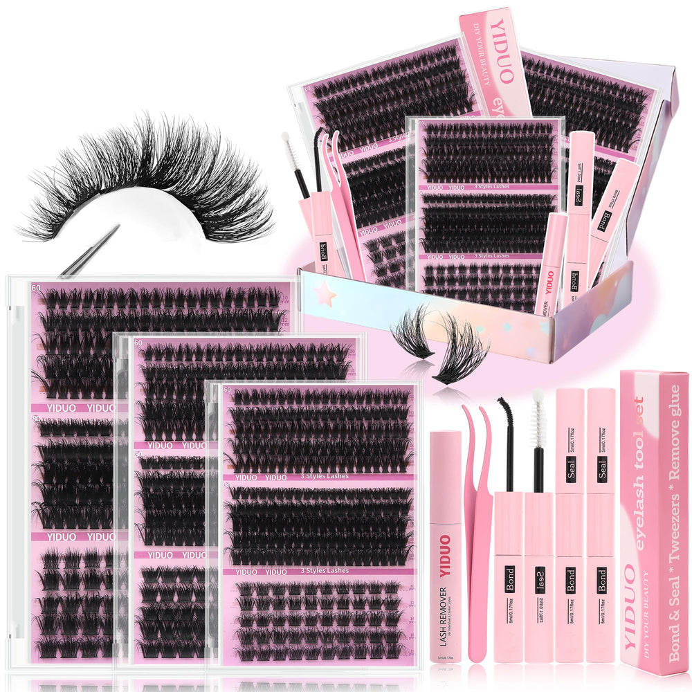 YIDUO Volume Lashes Clusters Kit with 770pcs for customizable, dramatic looks.