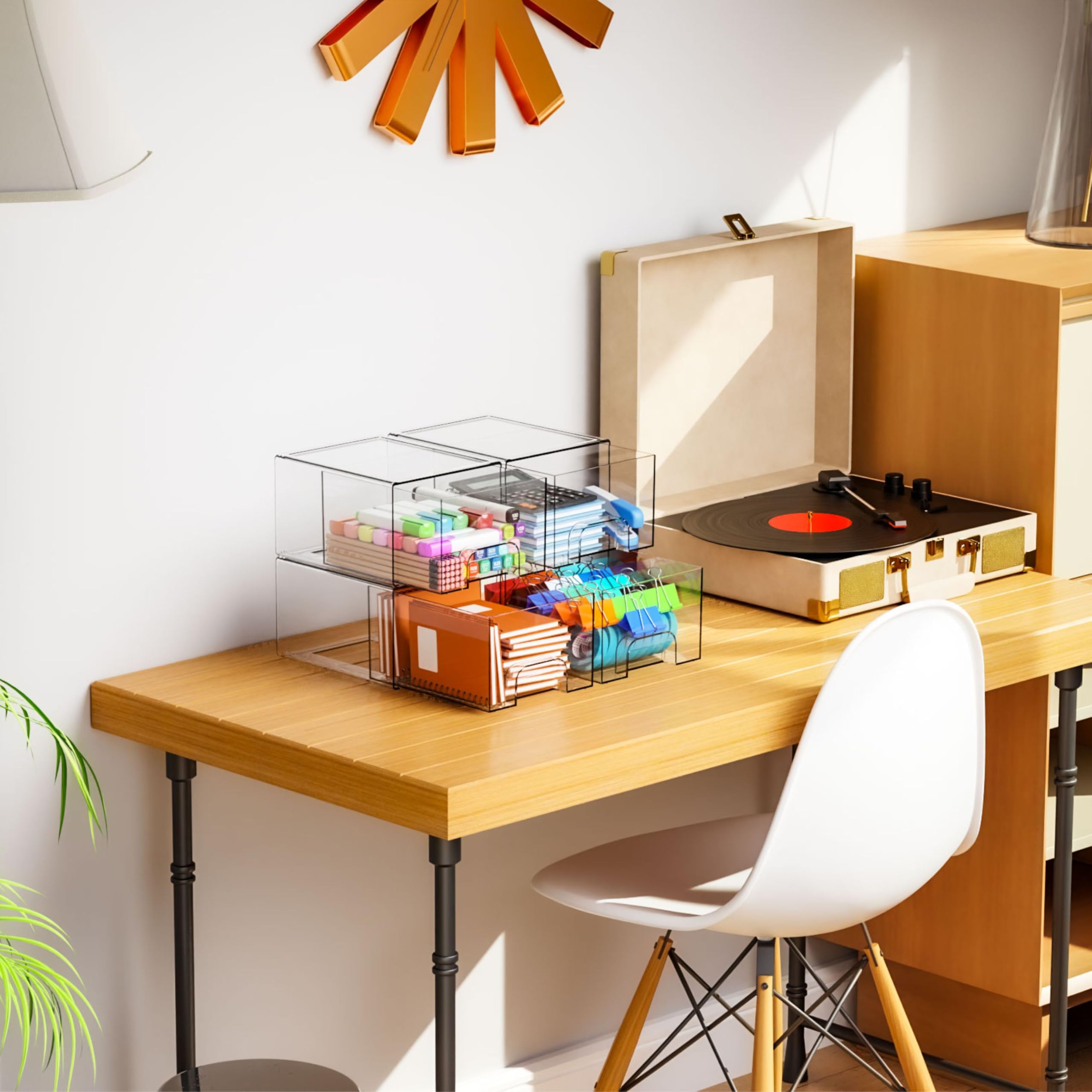 Yieach clear storage bins showcasing built-in handle for convenience.