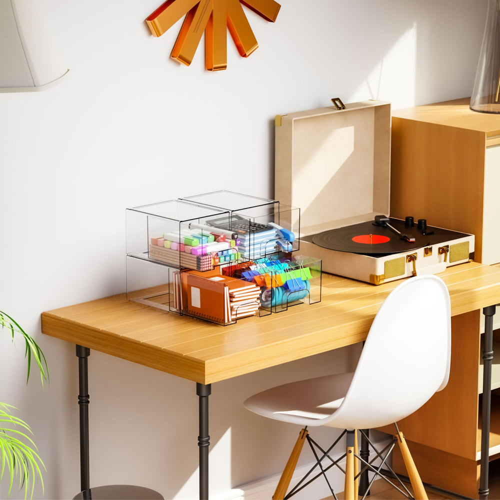 Yieach clear storage bins showcasing built-in handle for convenience.