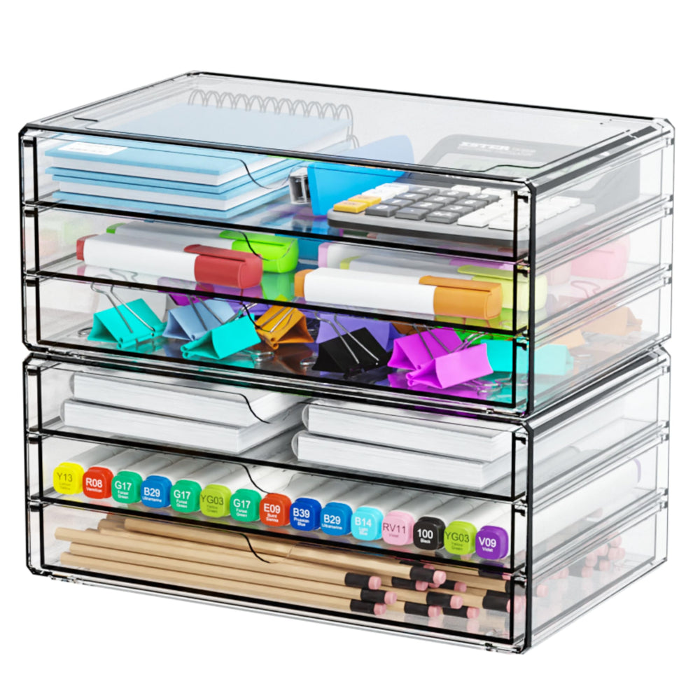Yieach dorm-friendly acrylic drawers organize personal items in compact spaces.