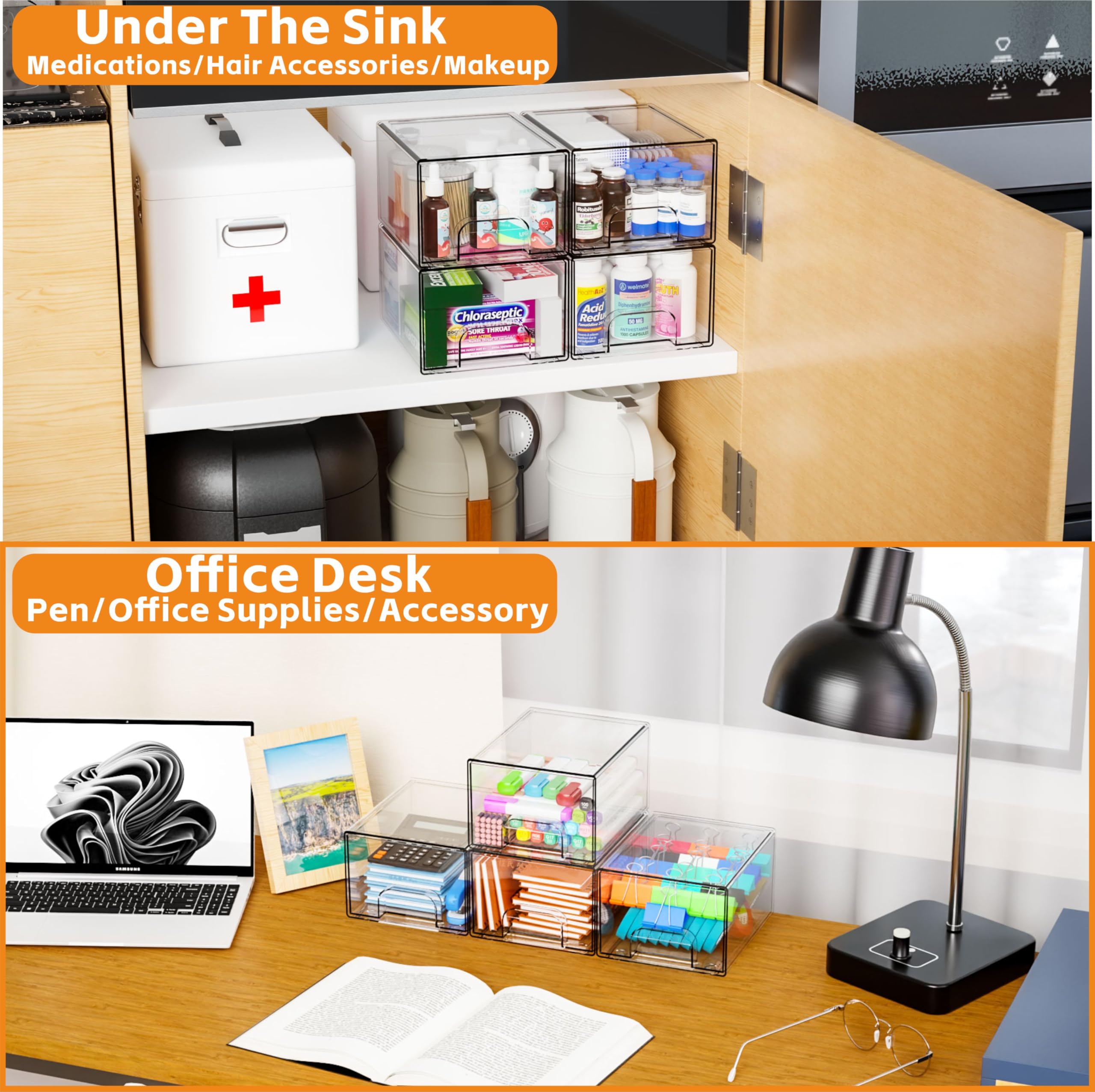 Yieach multi-purpose storage drawers used in a craft room.