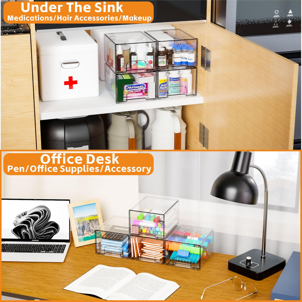 Yieach multi-purpose storage drawers used in a craft room.
