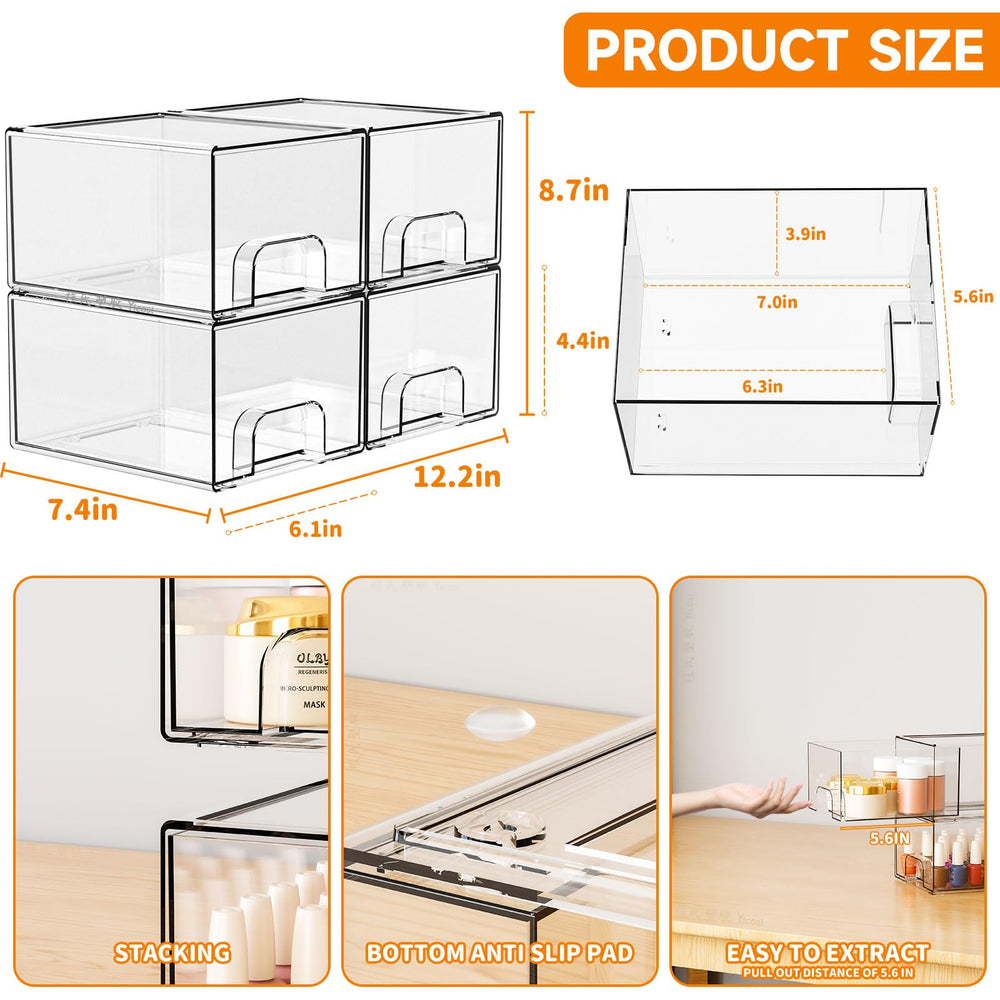 Yieach storage drawers used as a makeup organizer for cosmetics.