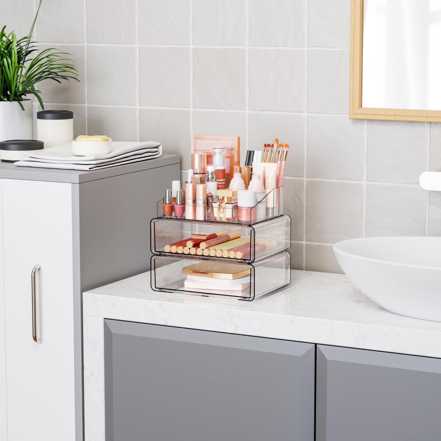 Yieach stylish and durable cosmetic storage complements modern decor.