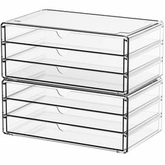 Yieach two-pack acrylic drawer set with six drawers for organized desk storage and quick access.