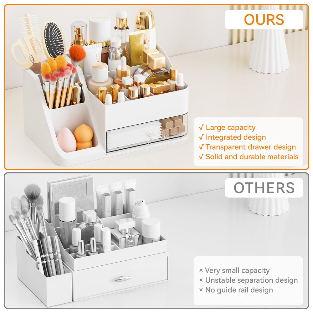 Yieach white makeup organizer lipstick slots with clear view for color coordination