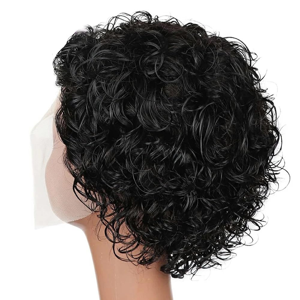 Yiifiulyn short curly texture highlights voluminous pixie style.