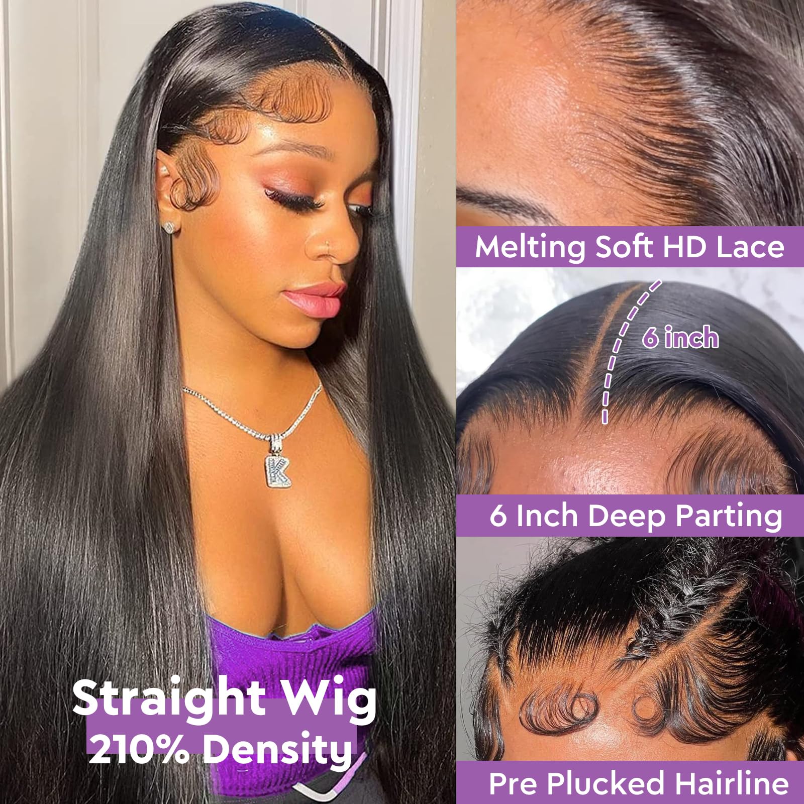 Yijimei 13x6 lace front wig cap close-up with adjustable-strap comfort.