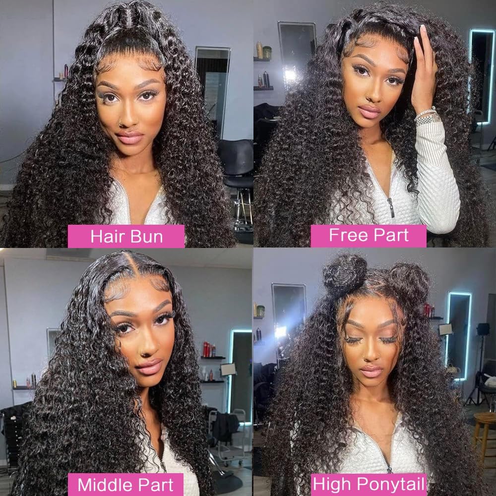 YIJUNDEMA deep wave wig on model, ideal for parties, weddings, and vacations.