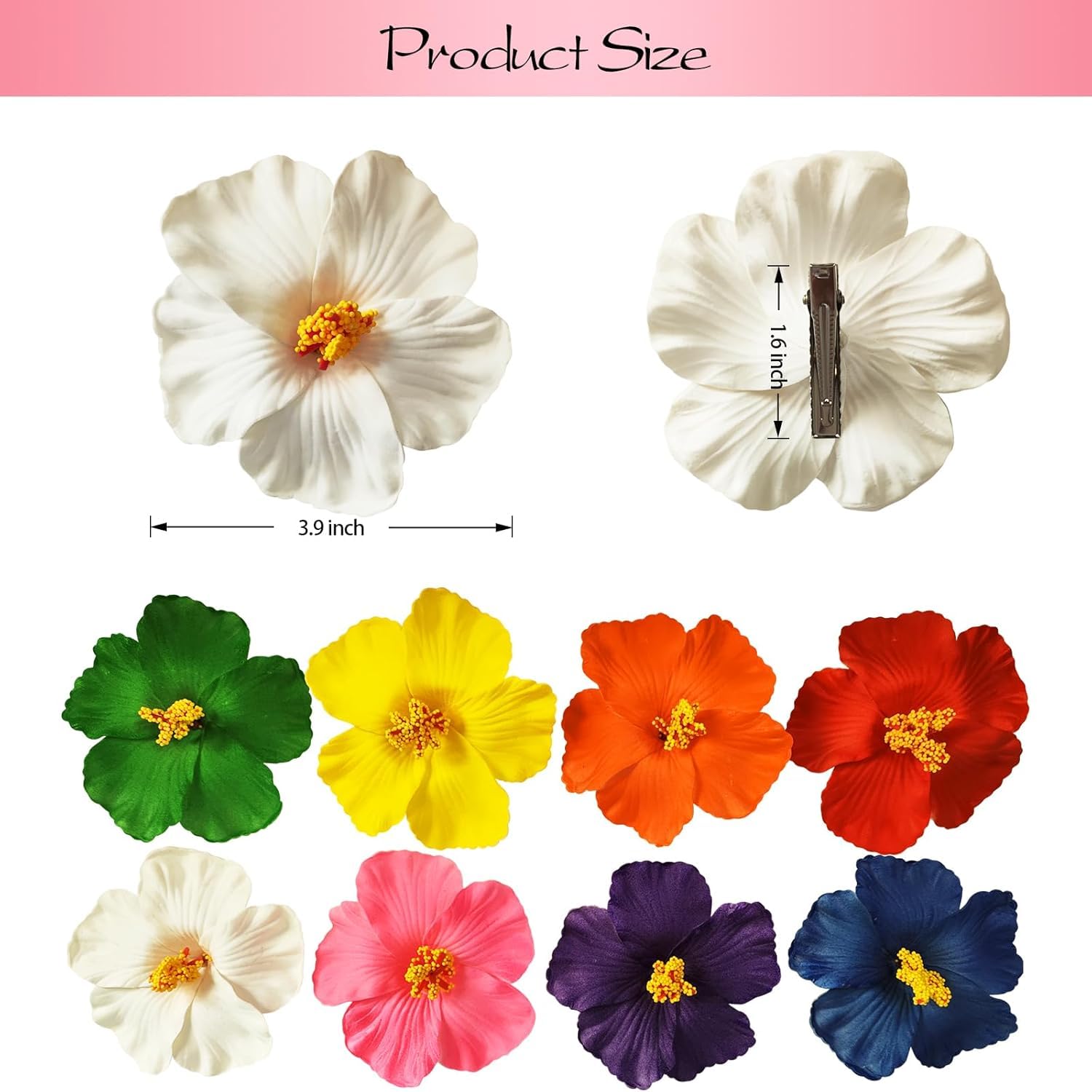 YILANPIN Hawaiian flower hair clip side view highlighting secure grip