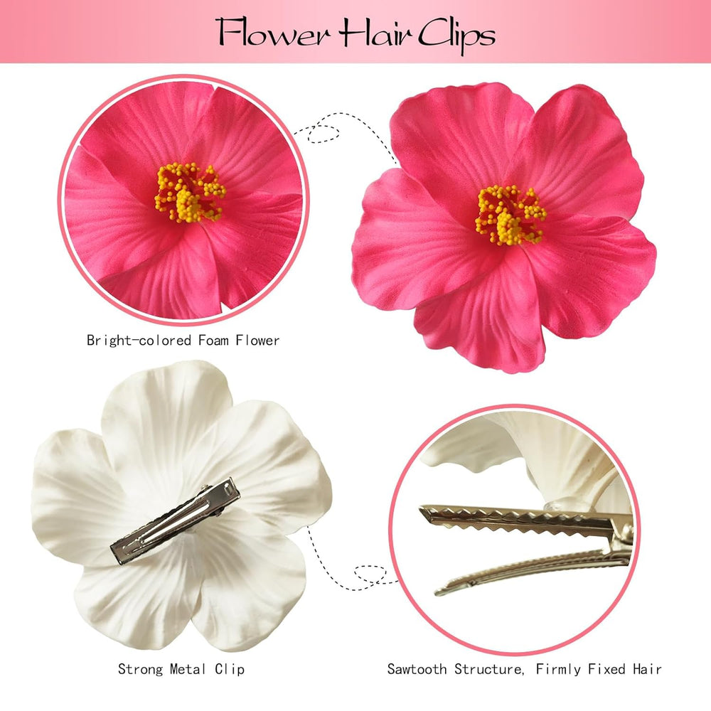 YILANPIN Hawaiian flower hair clip worn for festive beach-ready look