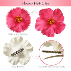 YILANPIN Hawaiian flower hair clip worn for festive beach-ready look