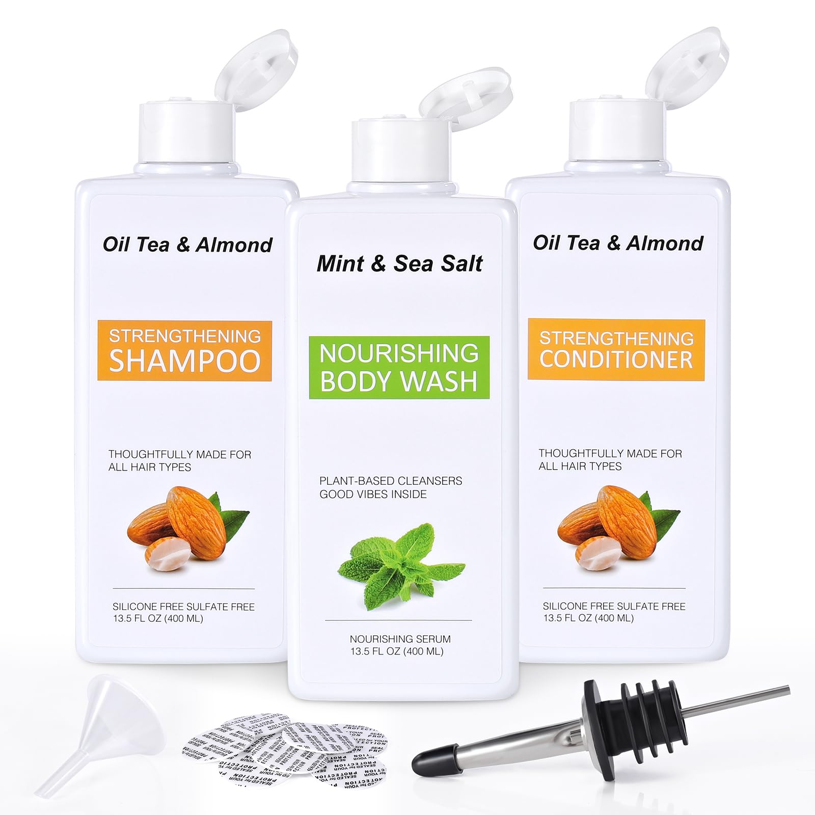 YINCL 40oz empty shampoo bottles travel set with leak-proof cap for mess-free carry-on
