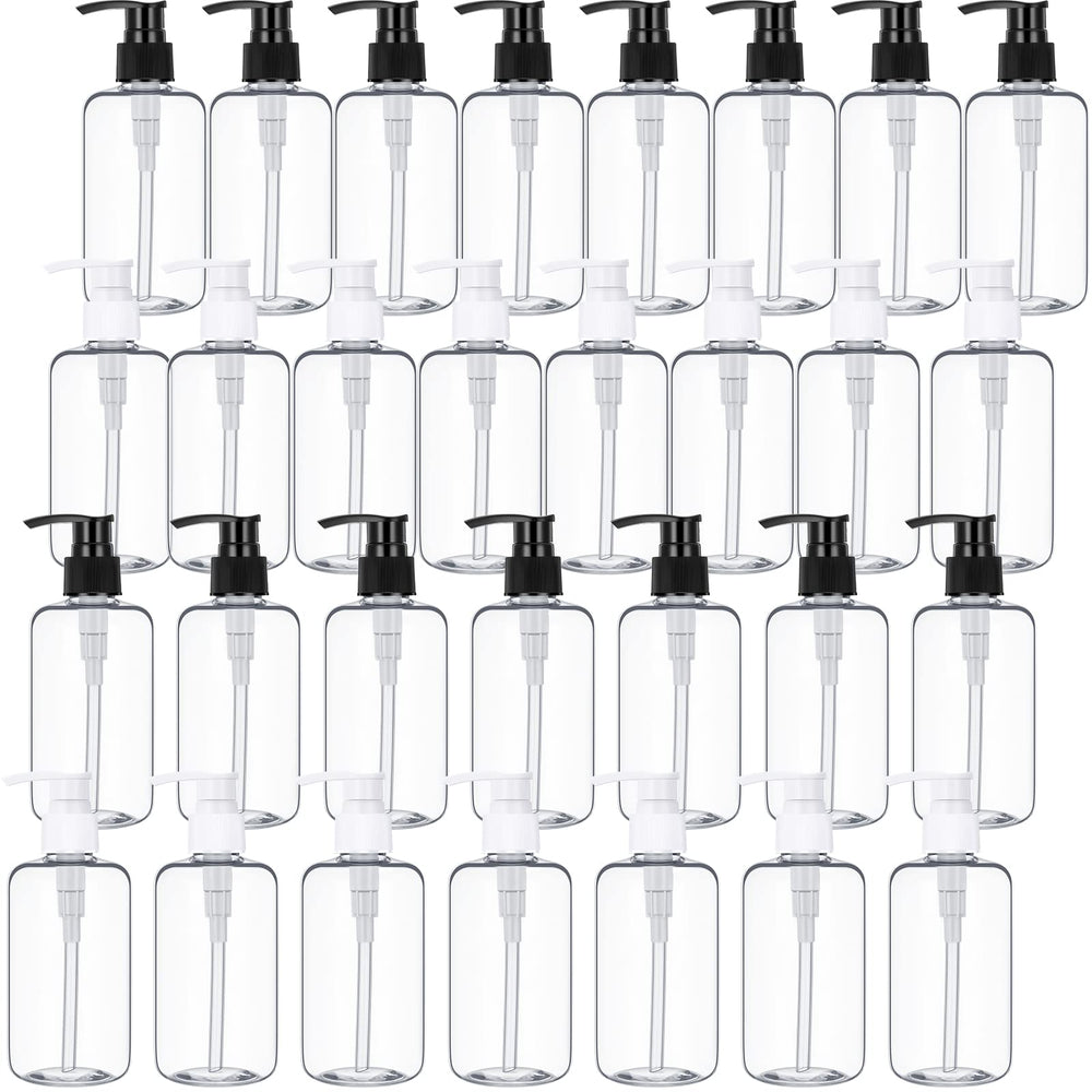 Yinder 30-pack 10oz pump bottles in clear design for travel organization