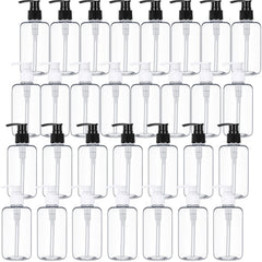 Yinder 30-pack 10oz pump bottles in clear design for travel organization