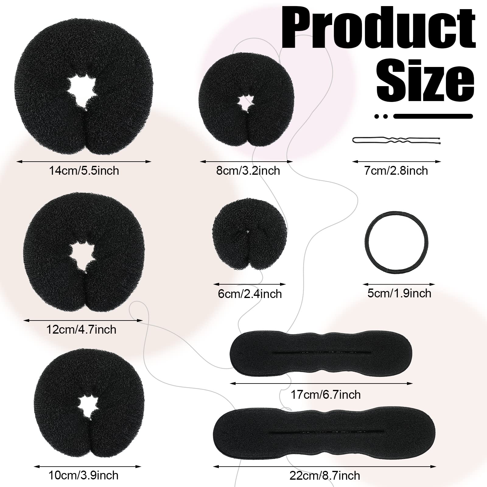 Yinder donut bun maker 12cm ideal for medium-thickness hair updos.
