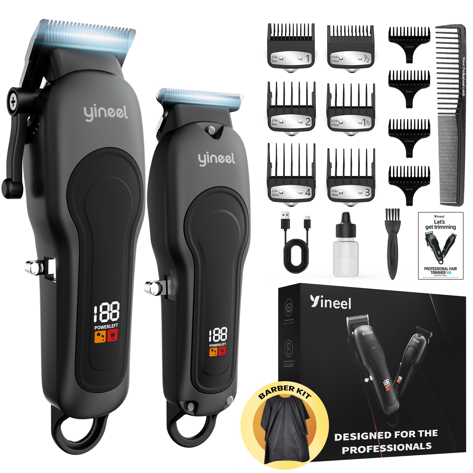 Yineel hair clippers front view shows ergonomic design for comfortable salon-style cuts