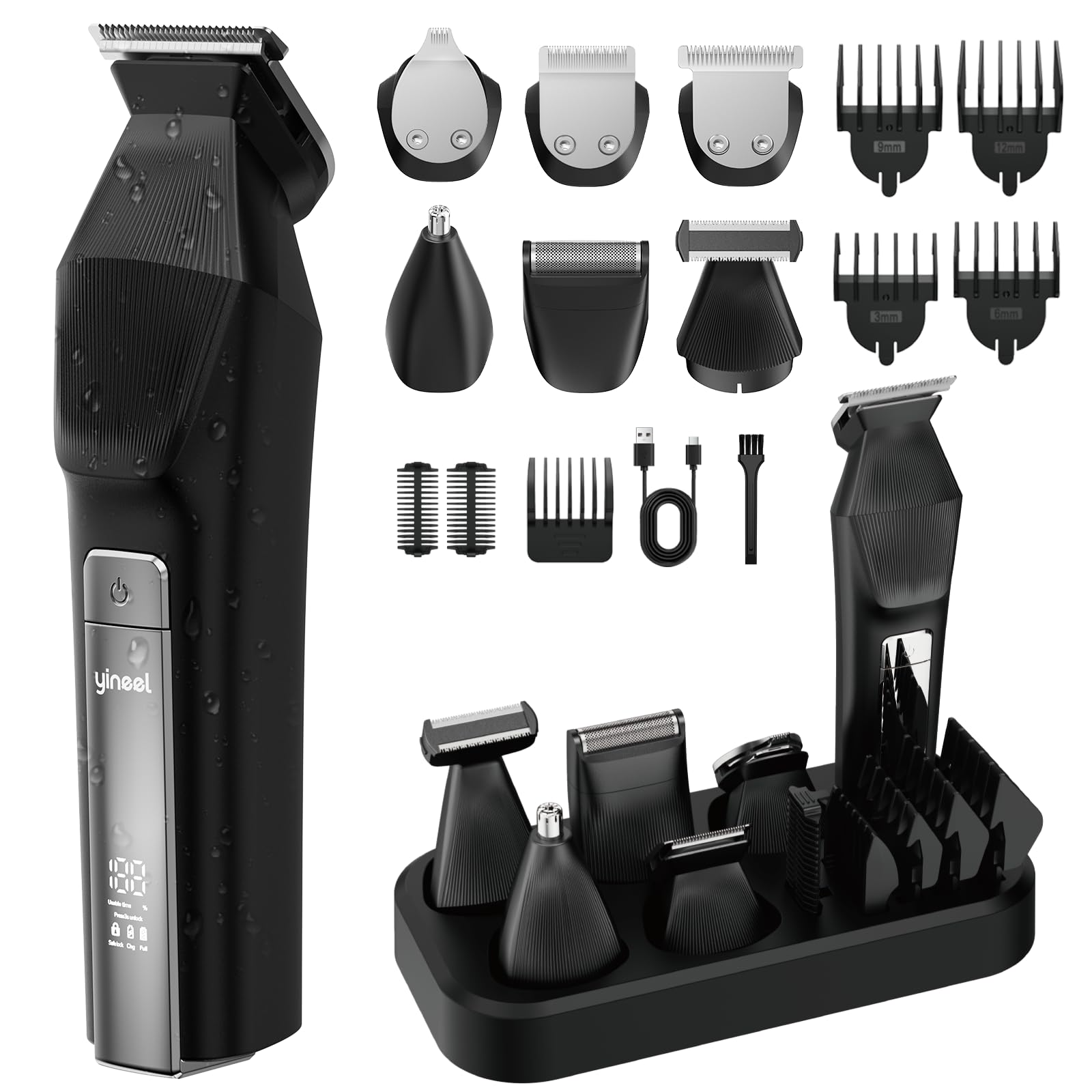 Yineel HC600 beard trimmer front view for precise lines and even results