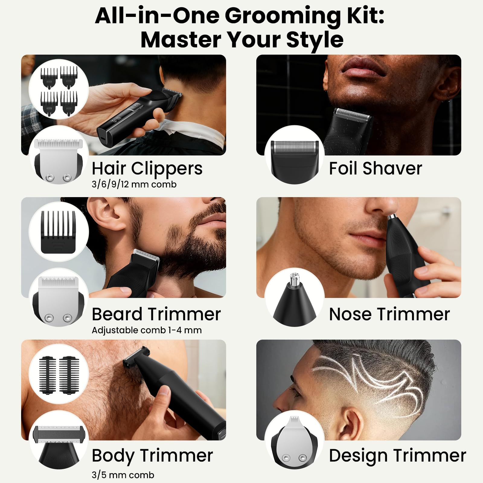 Yineel HC600 ceramic blades close-up for gentle, snag-free trimming