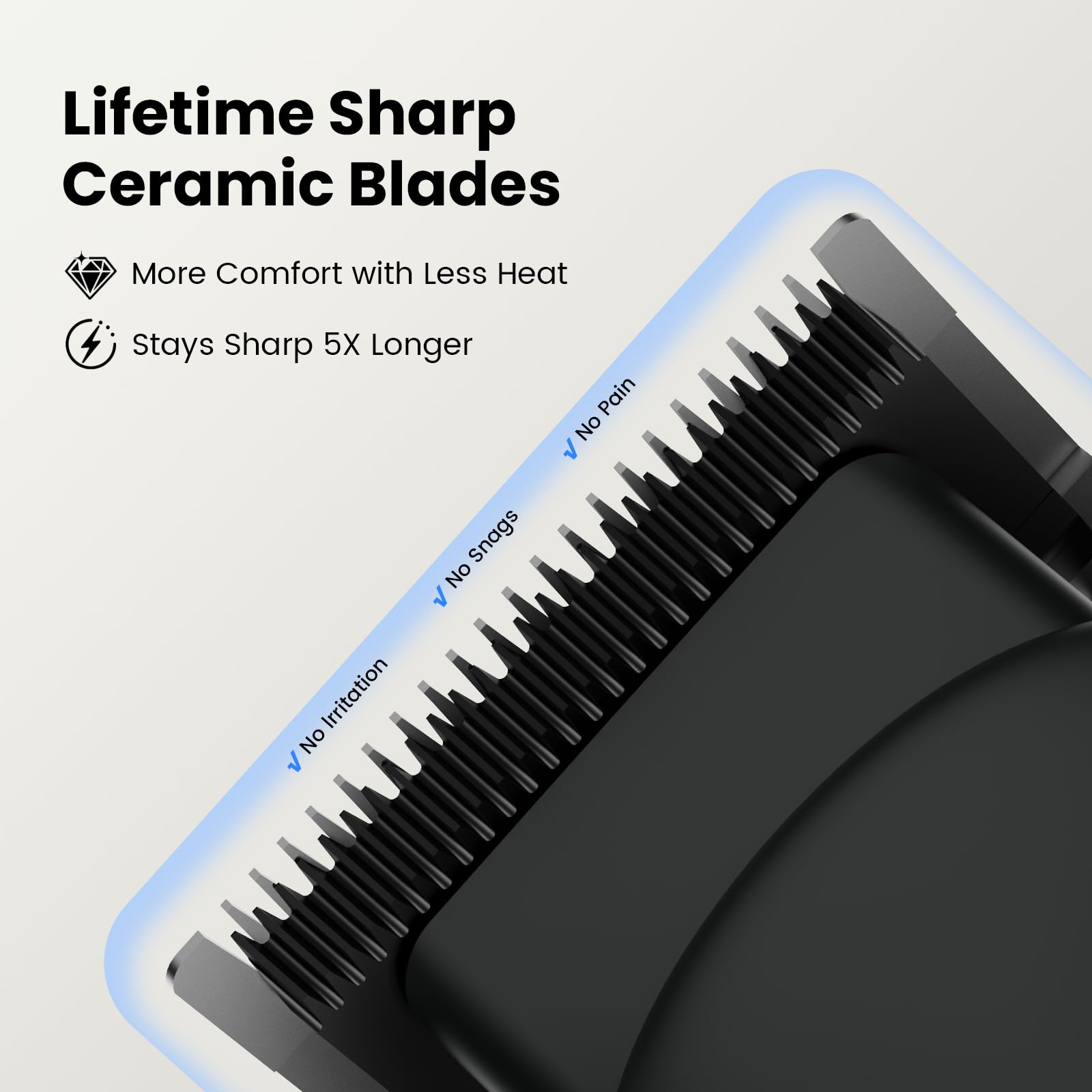 Yineel LED display close-up shows real-time battery status for worry-free grooming