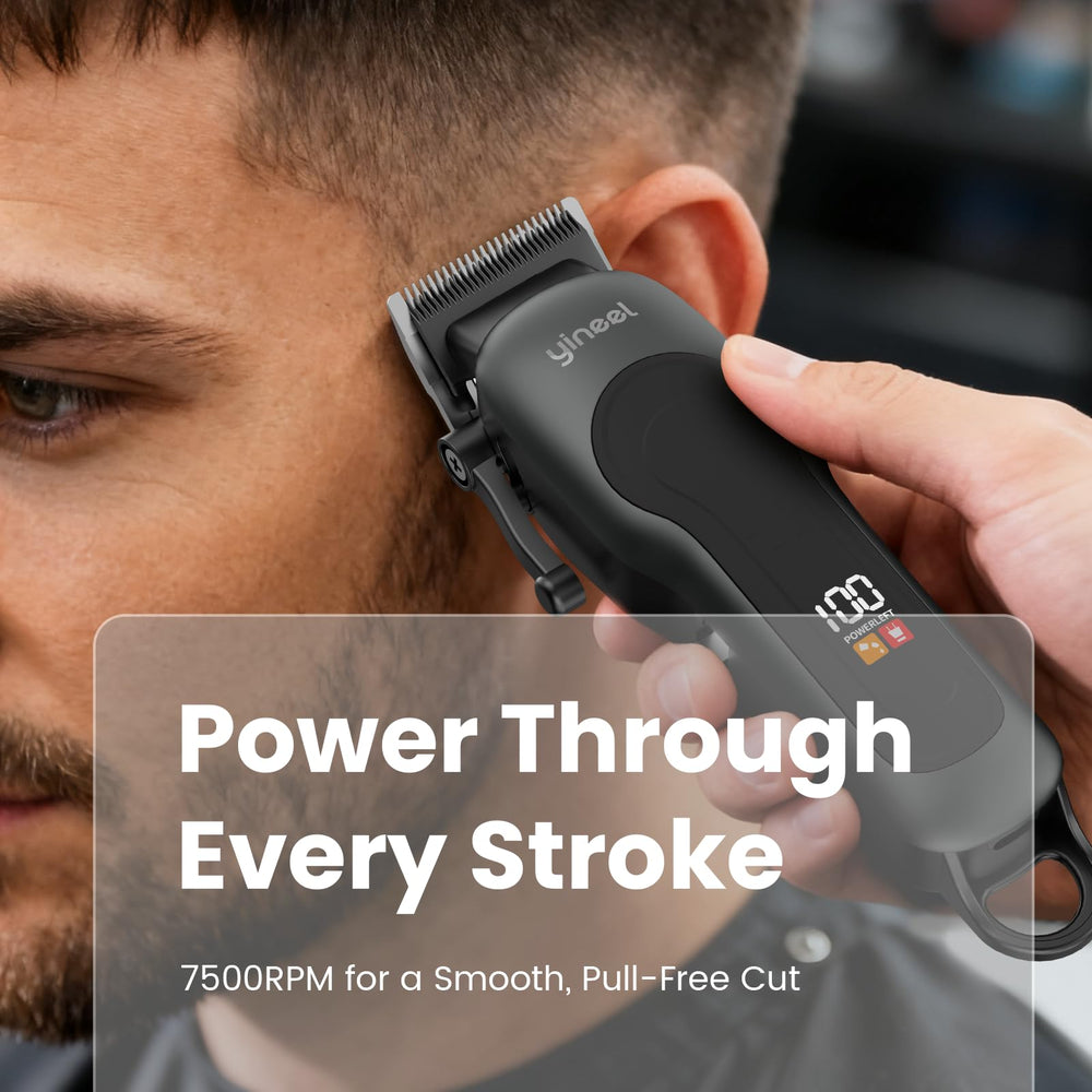 Yineel pro grooming kit in use demonstrates precise beard shaping and hair fades