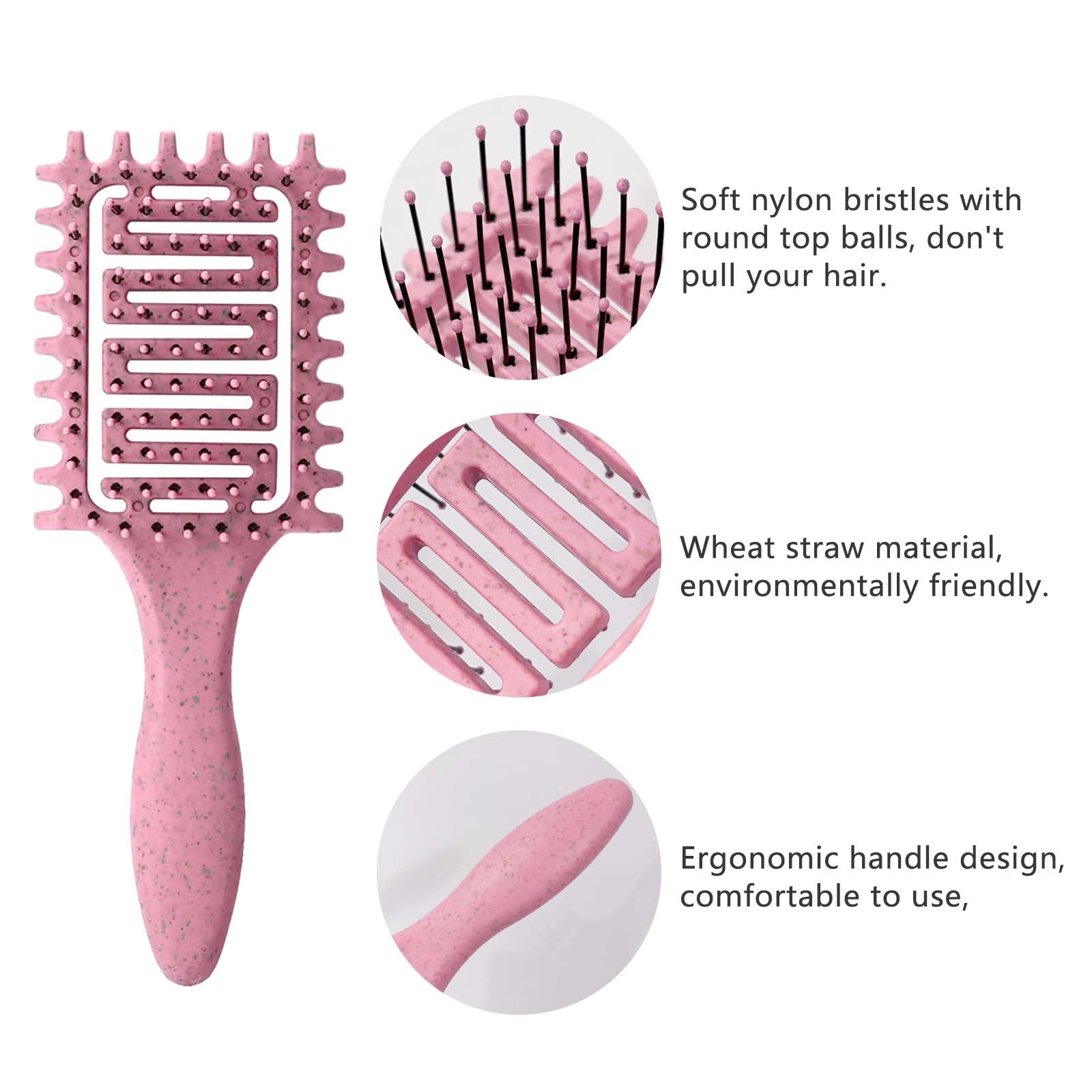 Yingbtr curl brush shows strategic-bristles for gentle detangling without pulling.
