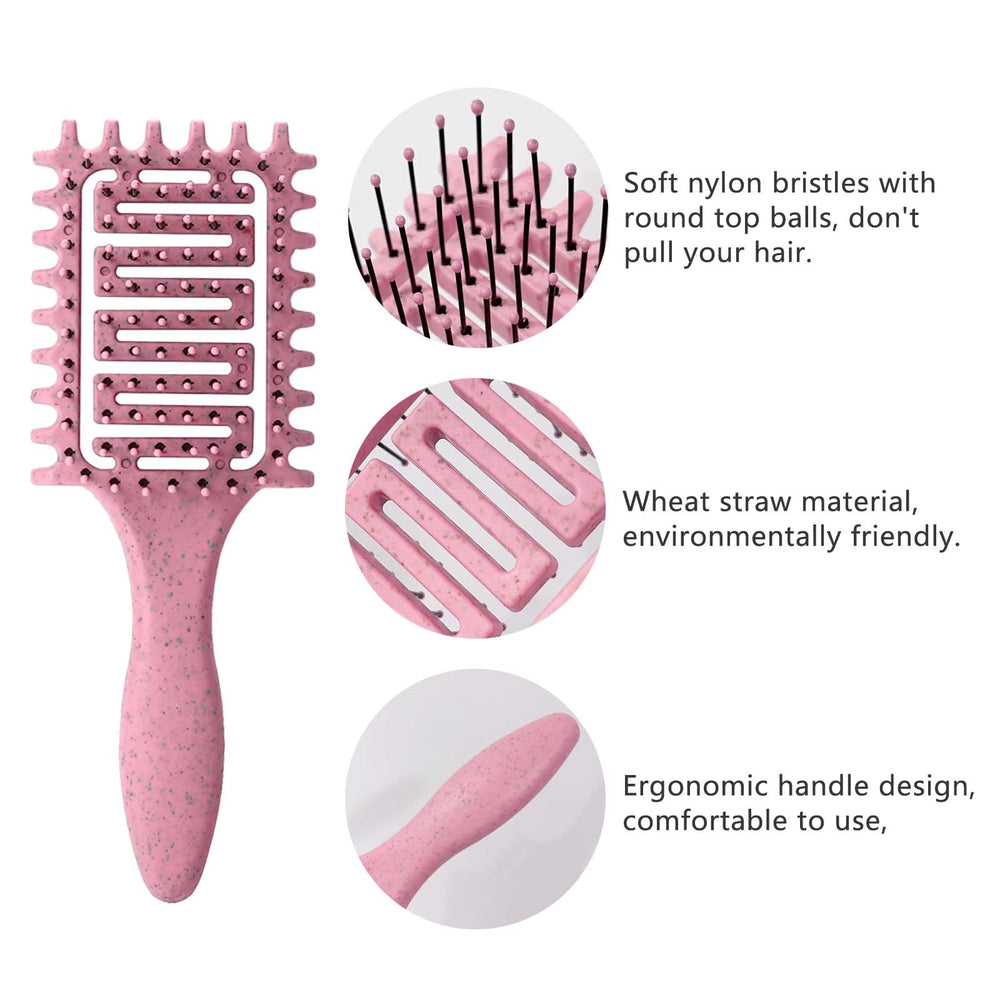 Yingbtr curl brush shows strategic-bristles for gentle detangling without pulling.