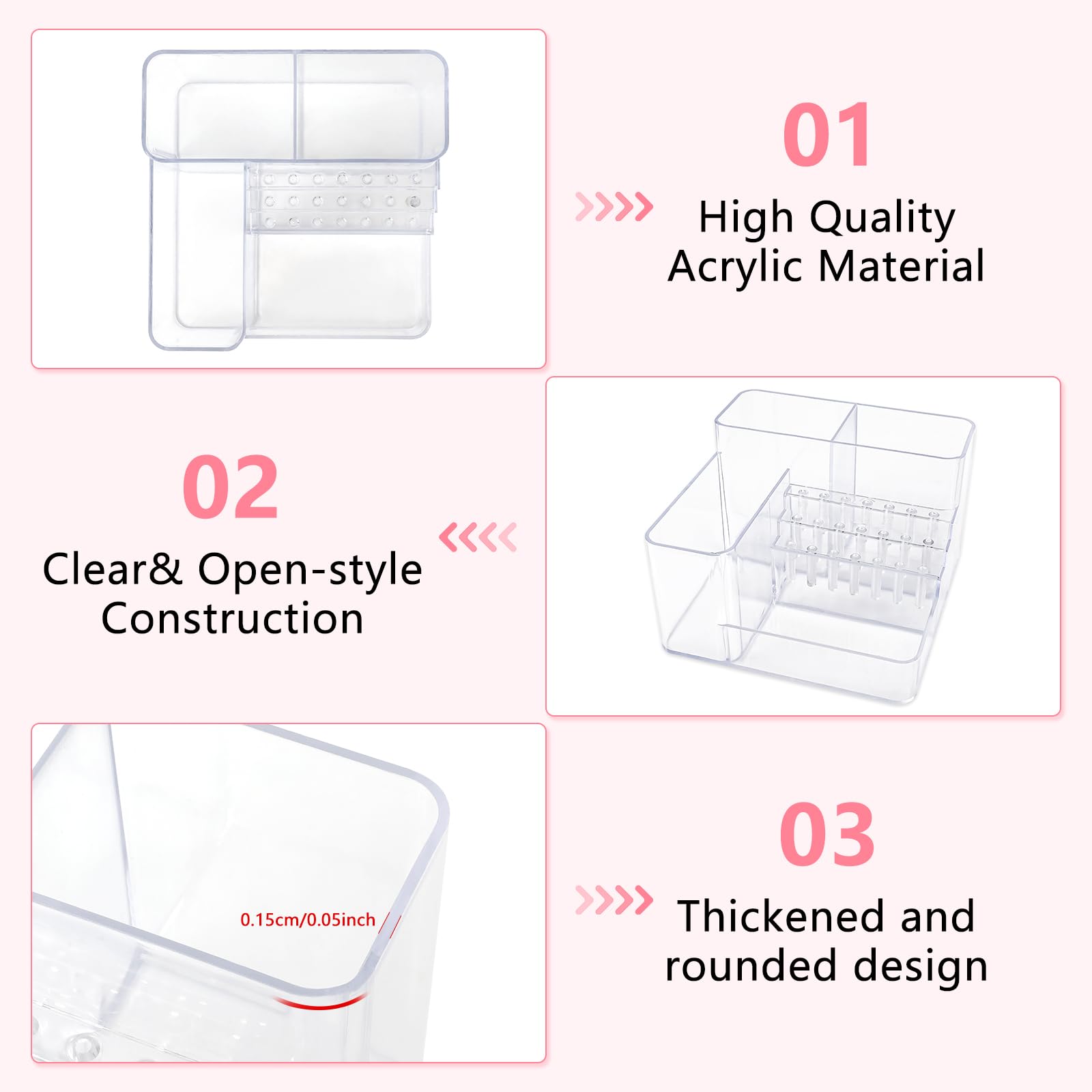 YINGJEE durable plastic nail drill holder open view for easy cleaning