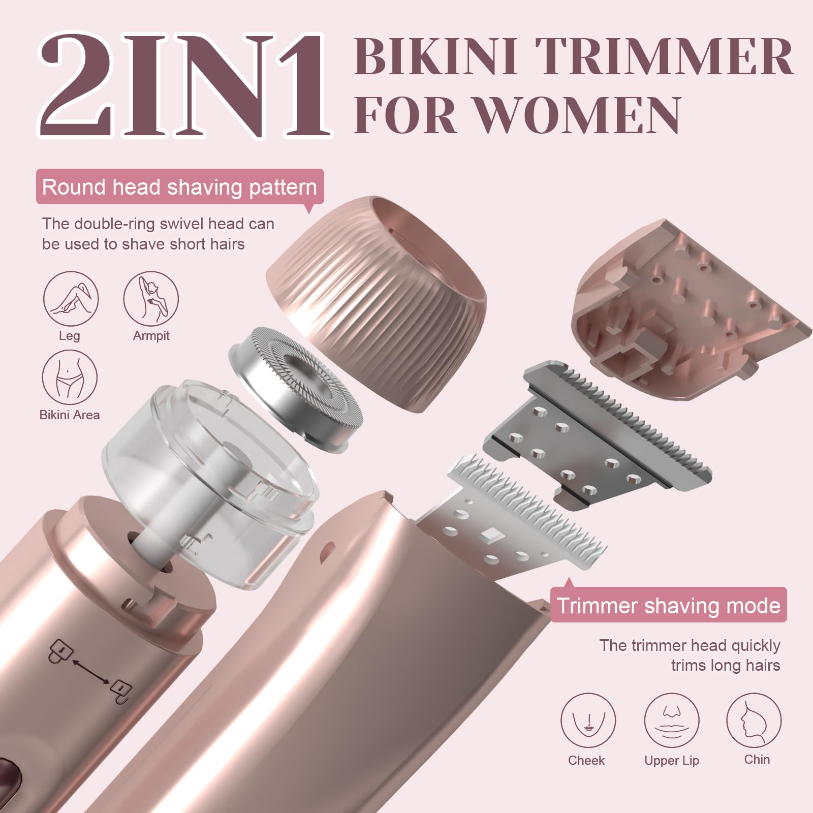 Yinowt bikini trimmer dual-head face detail cleanly removes facial hair