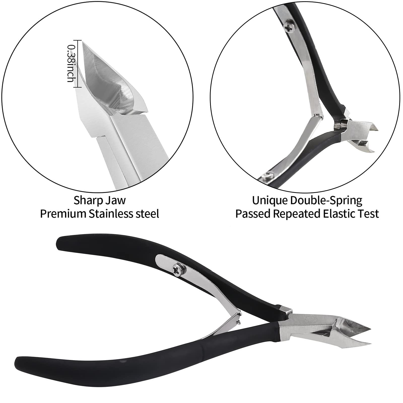 YINYIN cuticle pusher in black with ergonomic grip for painless prep