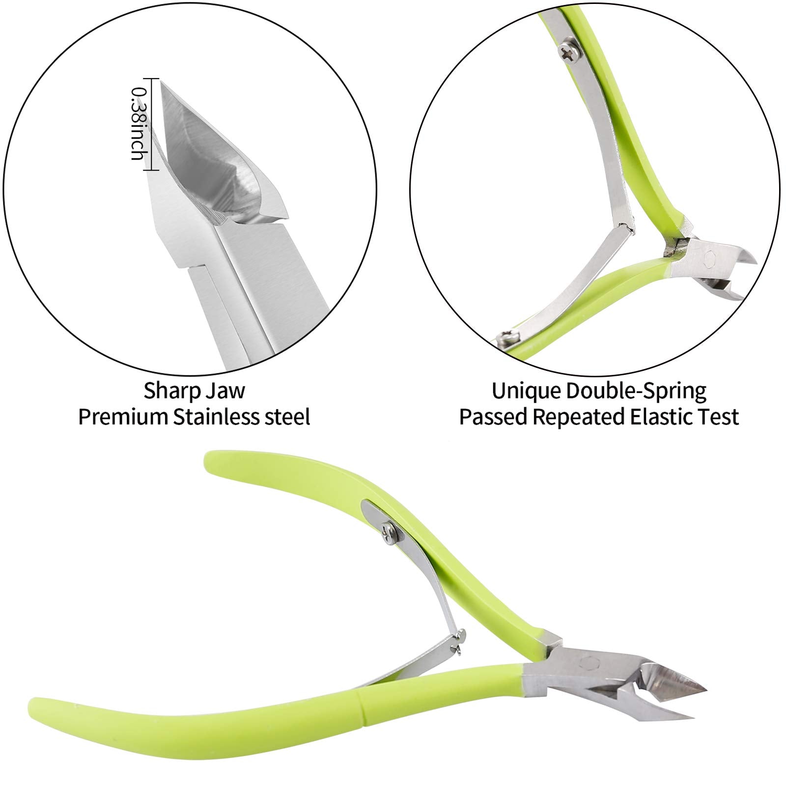 YINYIN cuticle pusher with green ergonomic handle for pushing back skin