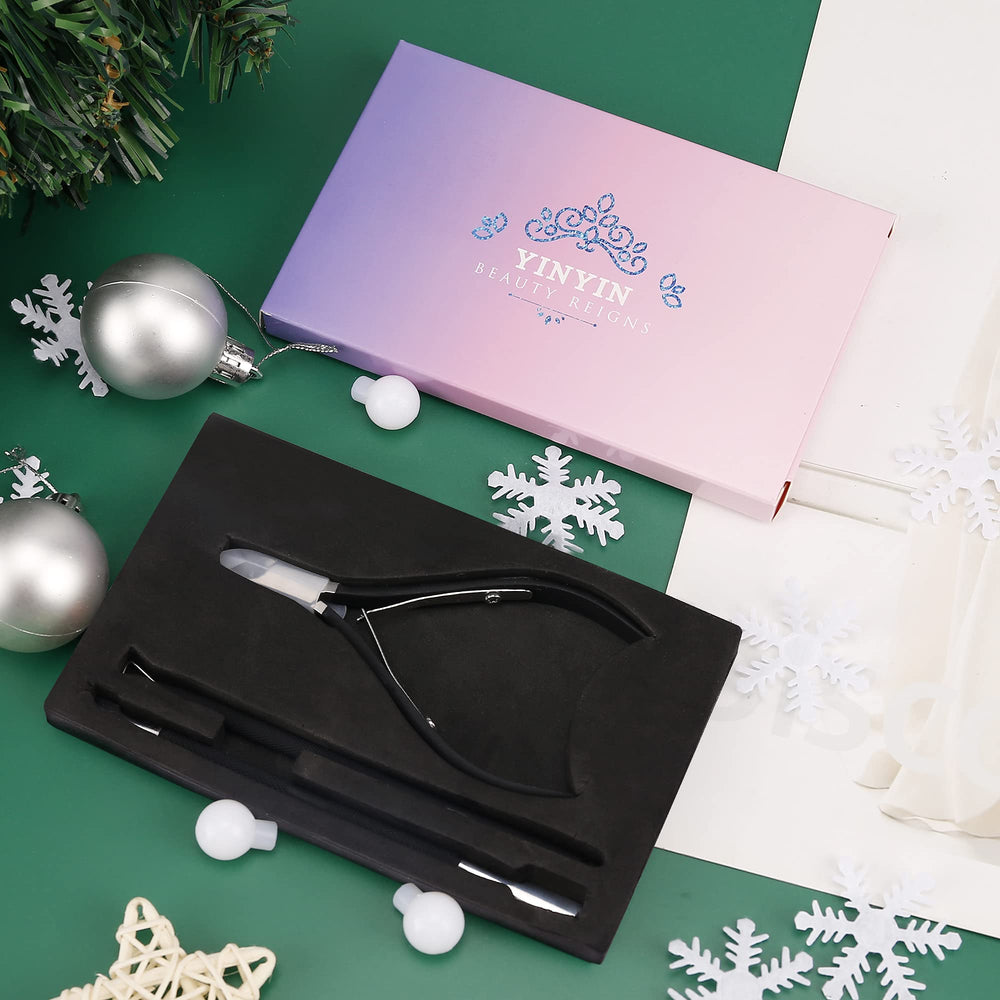 YINYIN cuticle care set with black finish stored in box
