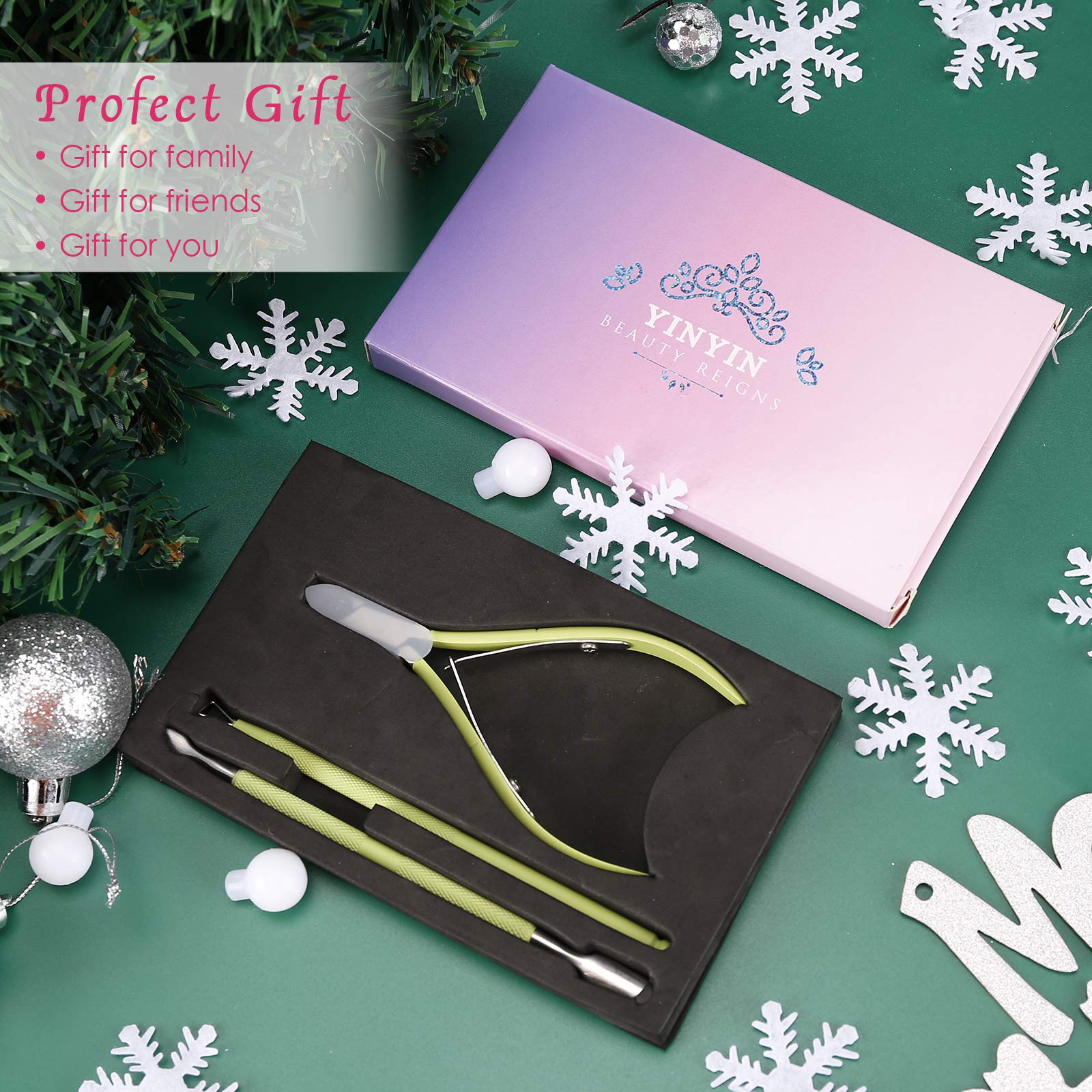 YINYIN travel-friendly cuticle kit with green case for on-the-go nails