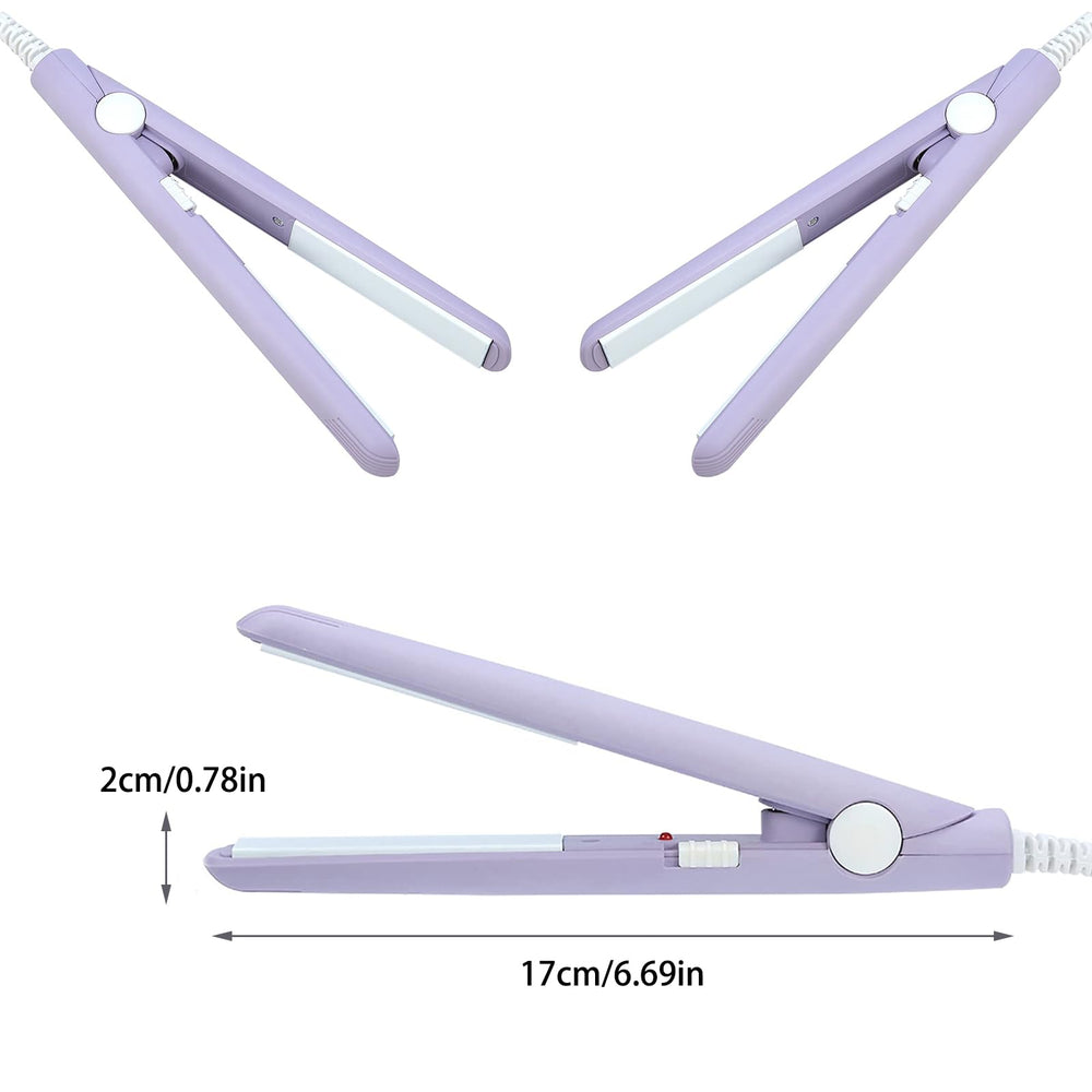 YIPINER mini hair straightener 2-in-1 use demonstrates straight and curl