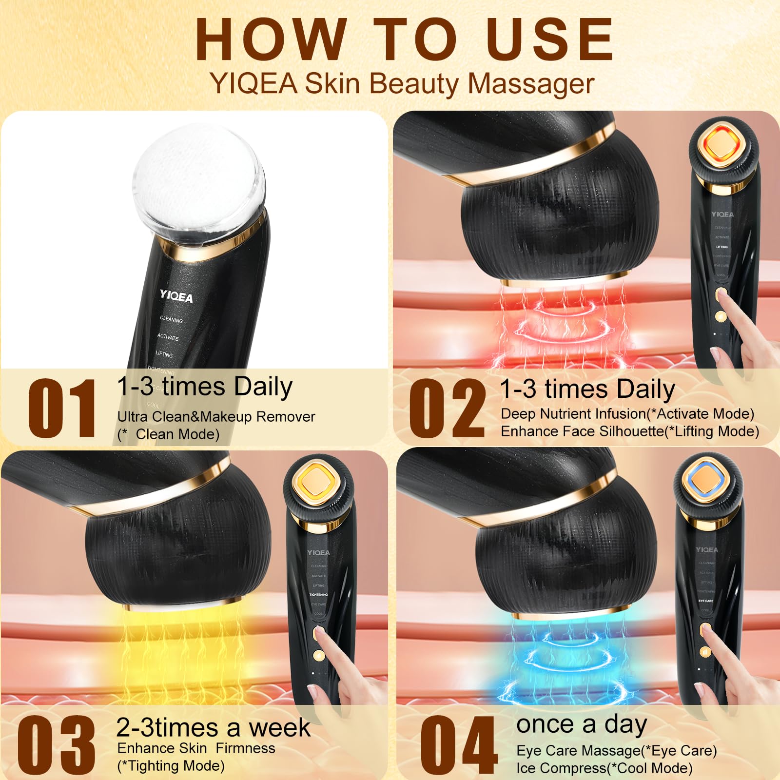 YIQEA Facial Massager 6in1 absorption demonstrates enhanced cream and serum uptake during use.