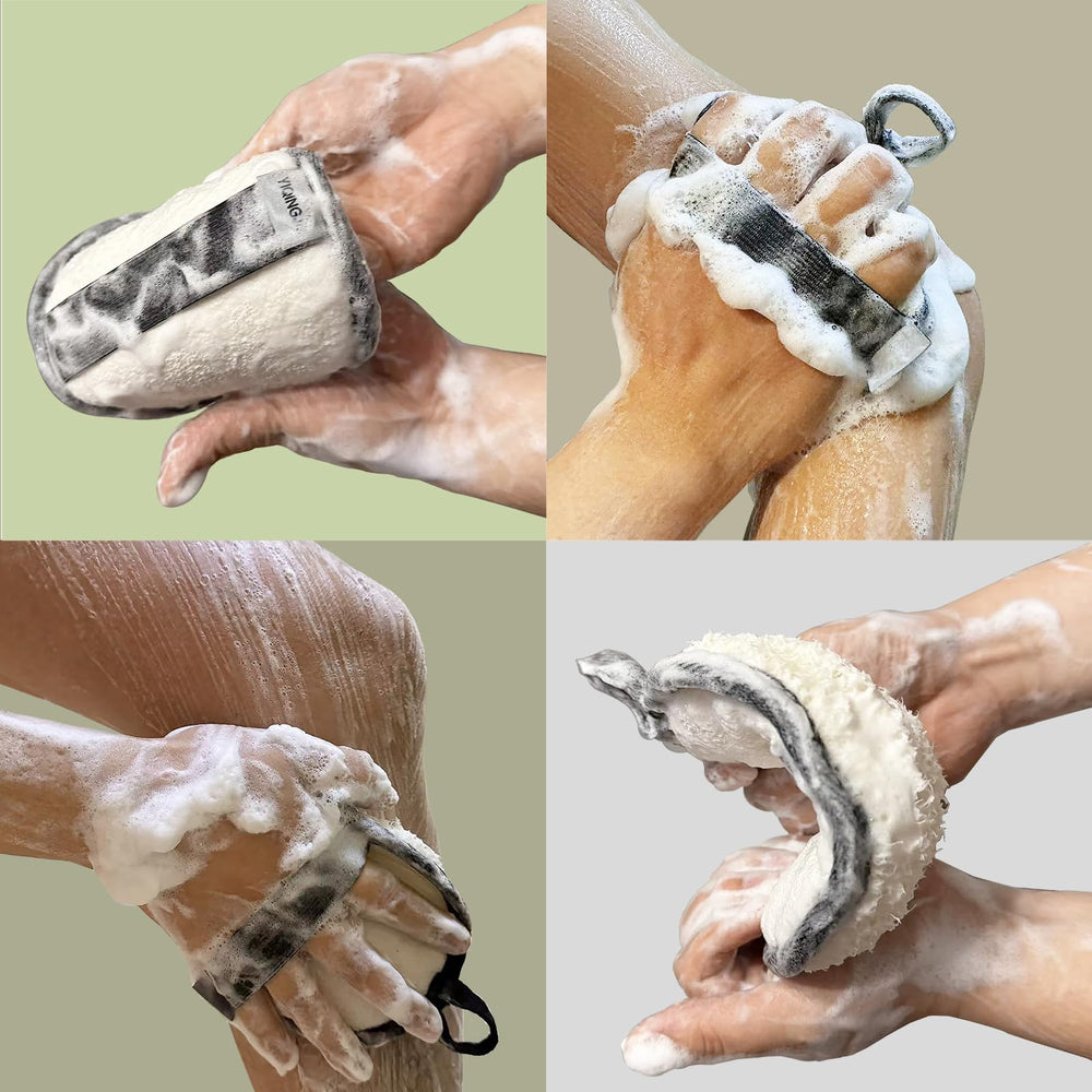 YIQINGJIE natural shower loofah elastic band provides secure grip during shower