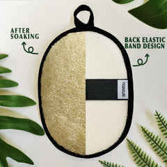 YIQINGJIE natural shower loofah front view shows dense fibers for gentle exfoliation