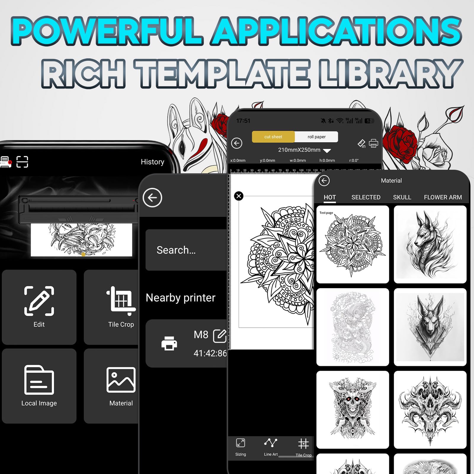 YIRIGUI template library preview highlighting free ongoing templates.