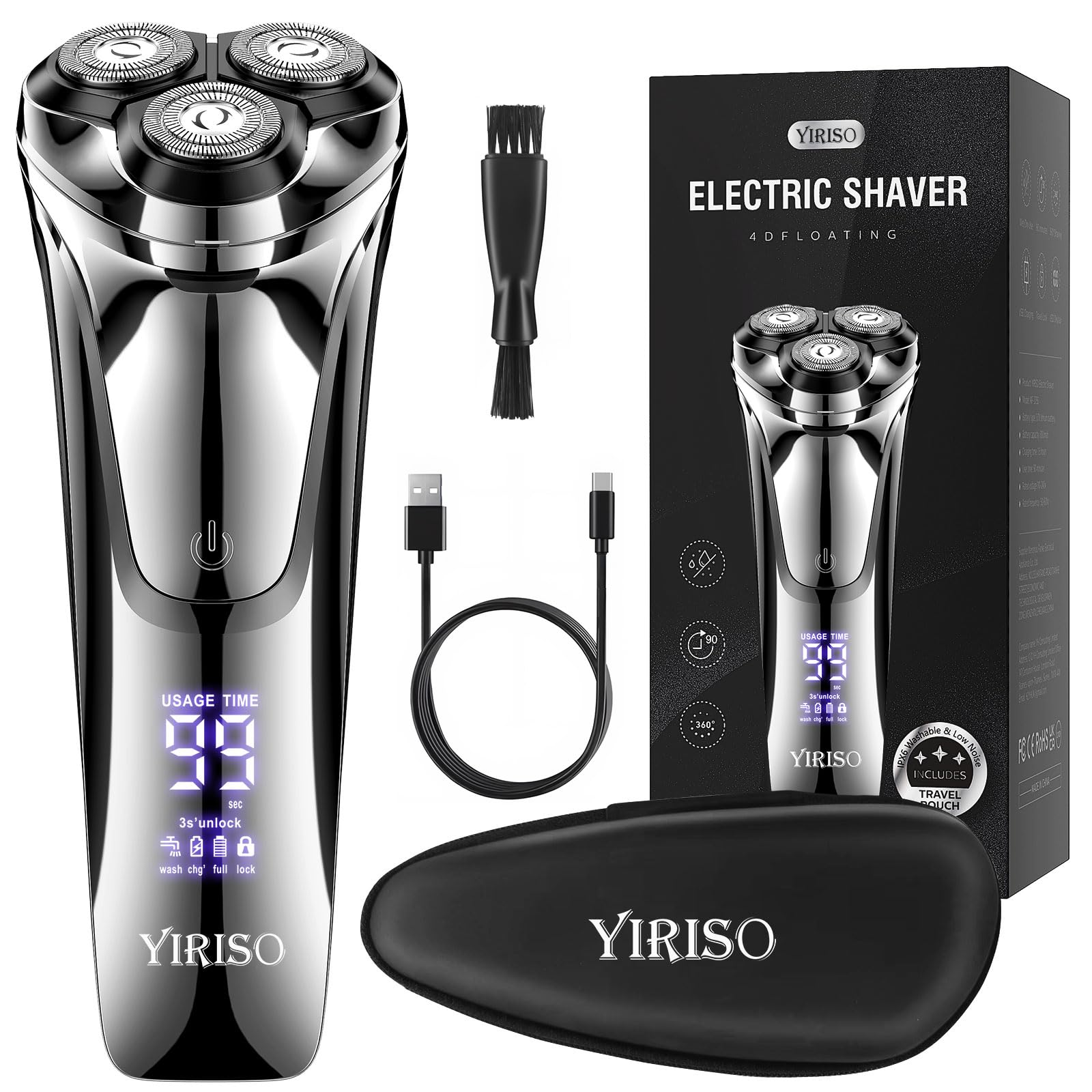 YIRISO 4D floating-head razor enables precise shaving with comfort.