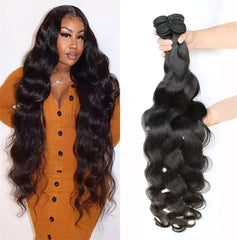 YISEA Brazilian body-wave 30-inch bundle showing long natural black strands for versatile styles.