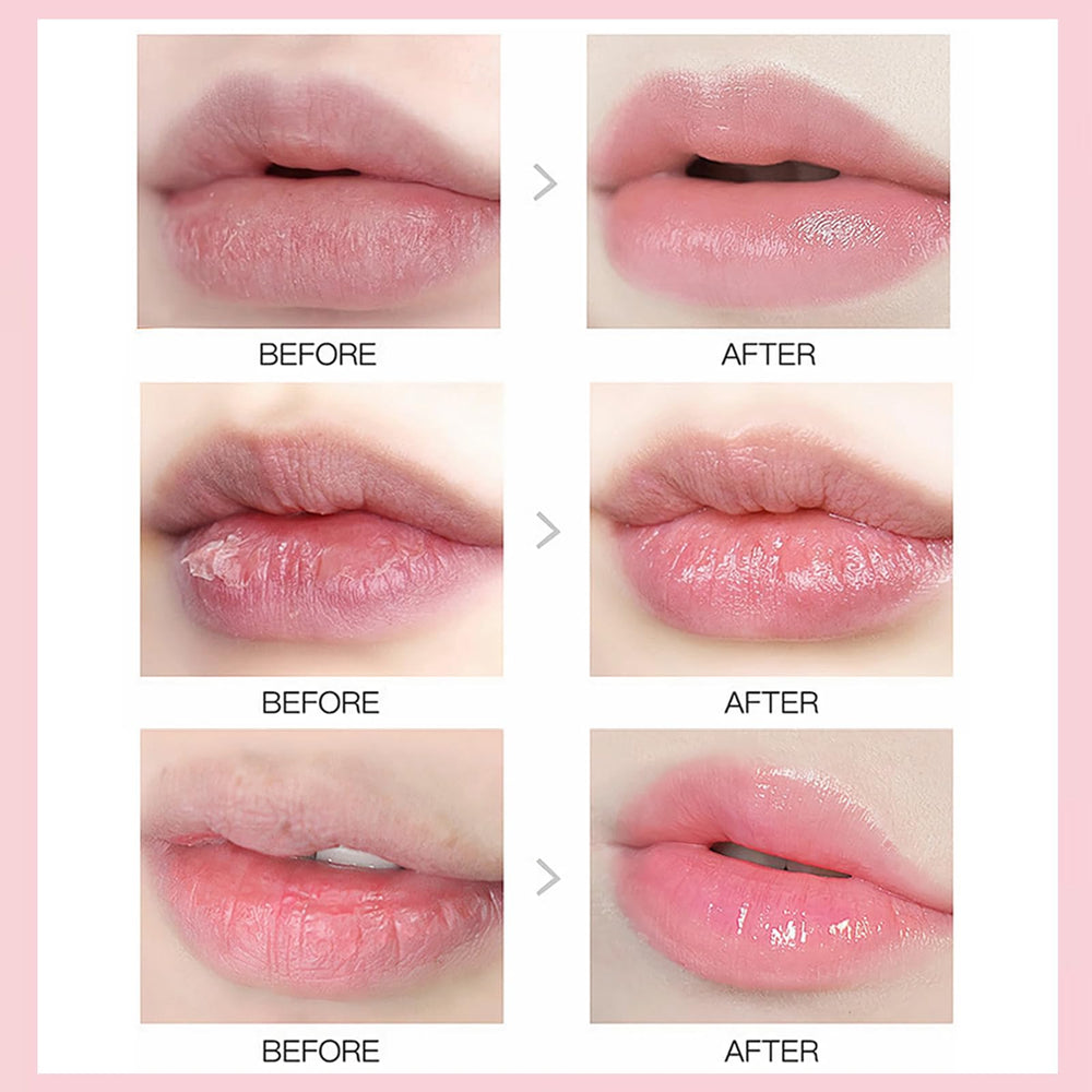 Yishifa peach flavor lip balm on lips promoting smoothness