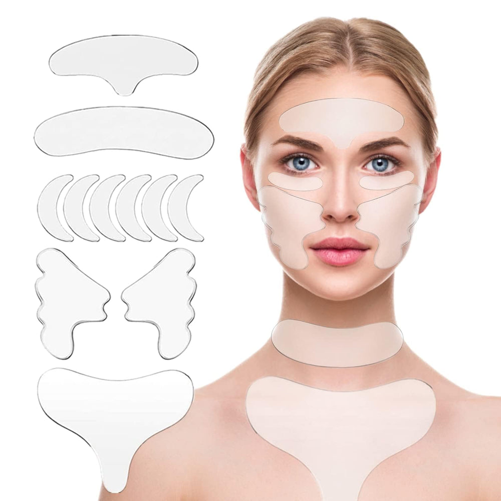 YISHIQI neck-wrinkle-patches applied on neck for overnight smoothing.