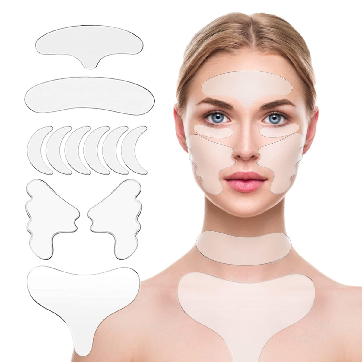 YISHIQI neck-wrinkle-patches applied on neck for overnight smoothing.